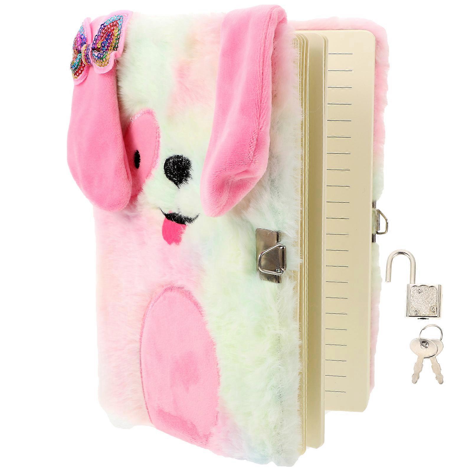 Notepad Lockable Diary with Plush Cover for Daily Use Multi Material with Lock Function 1Pcs