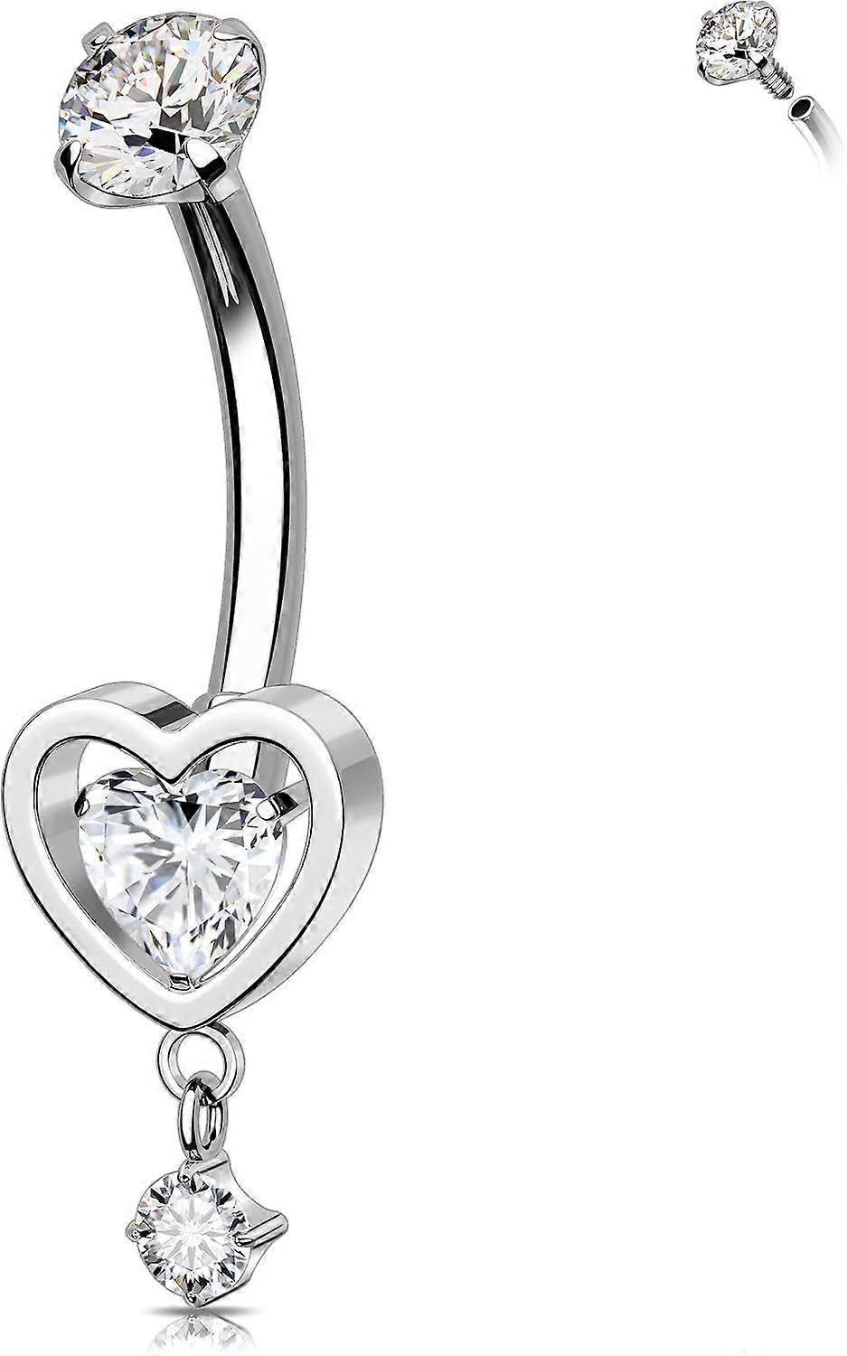 Heart Titanium Belly Button Ring Internally Threaded 14G Dangle Belly Ring Belly