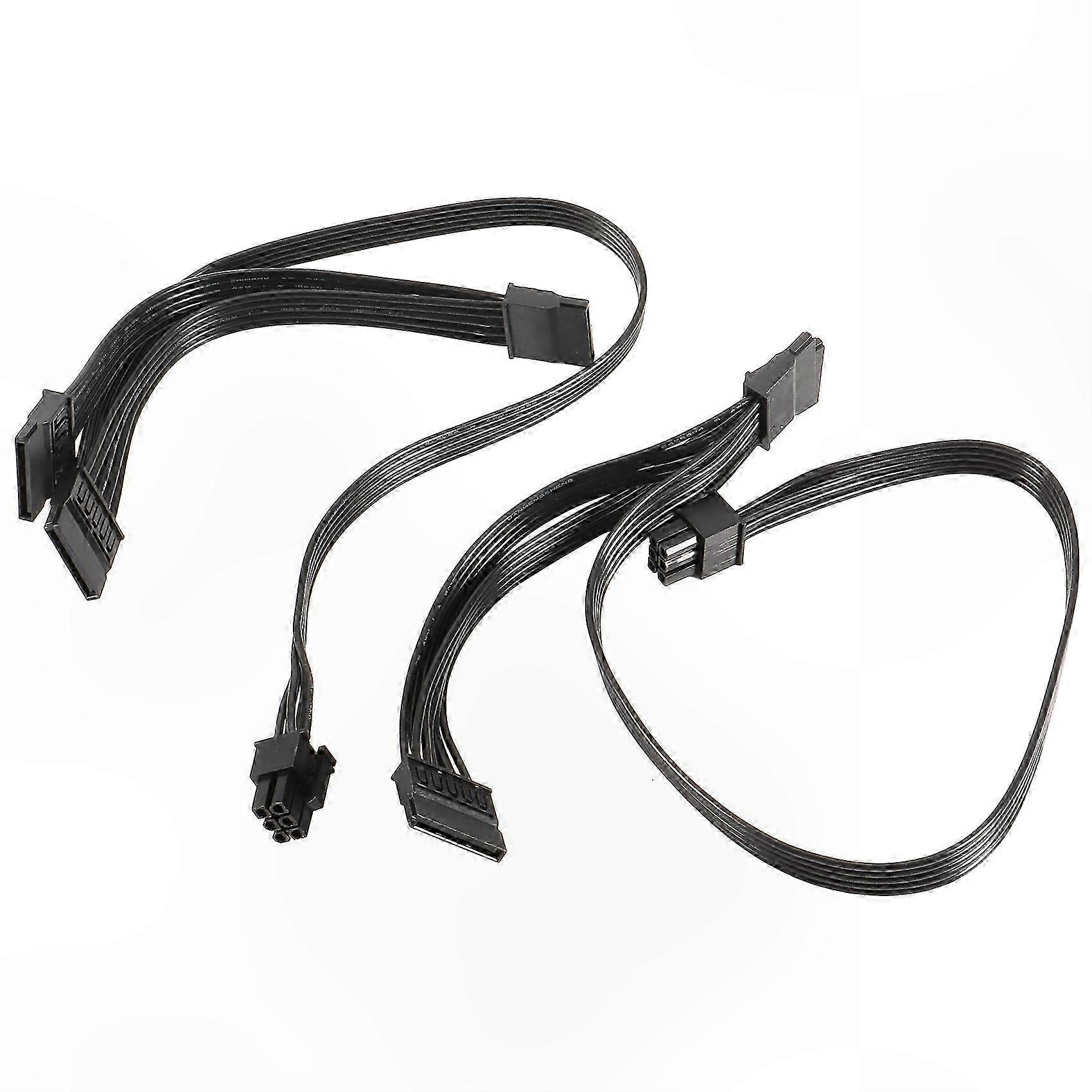 2-Pack 6-Pin to 3X SATA Power Adapter Cables for Modular PSU Connections