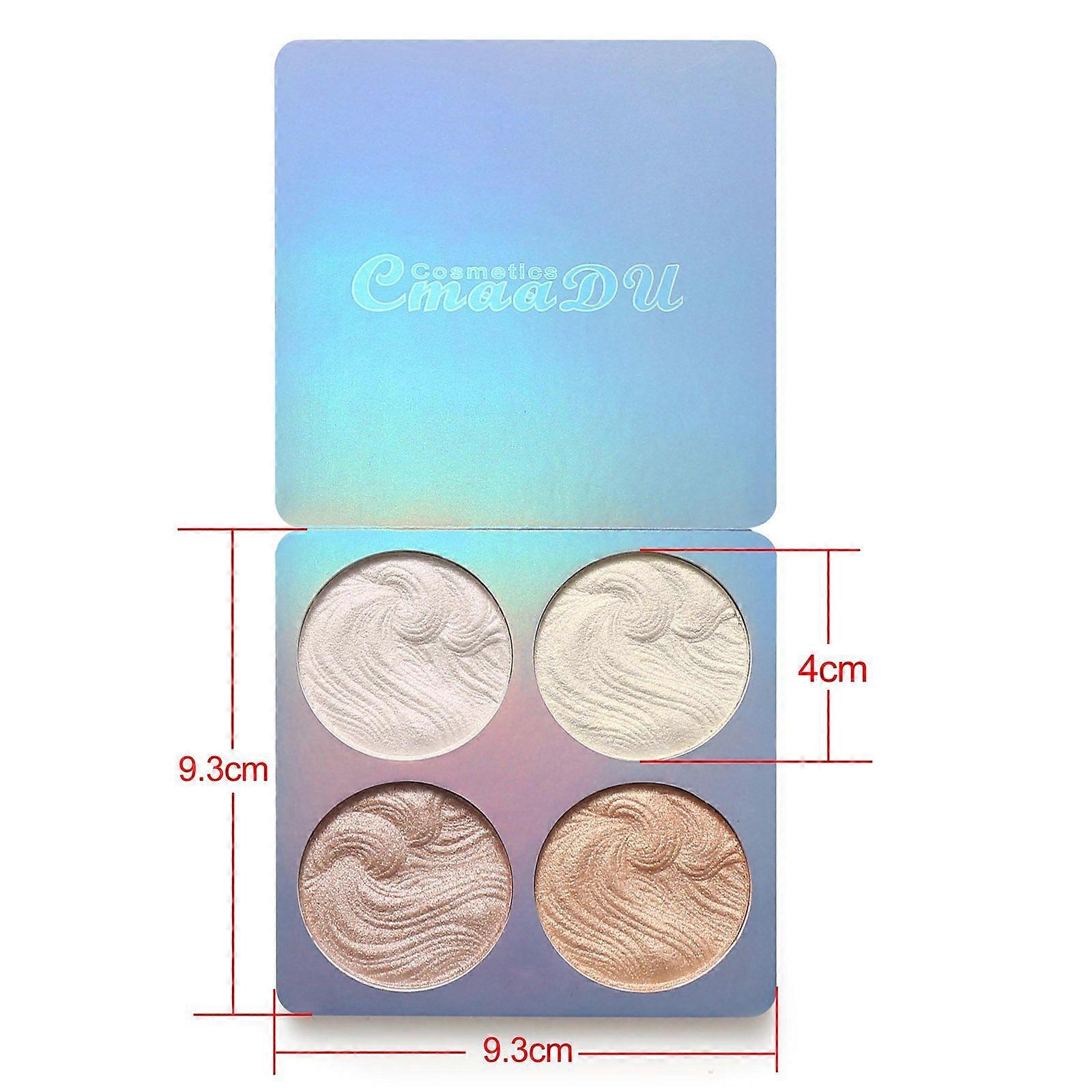 CmaaDu 4-in-1 Shimmer Highlighter Powder Palette Illuminator Powder Palette Highlighter Baked Waterproof Long Lasting Brilliant Lighten Skin Color Fac