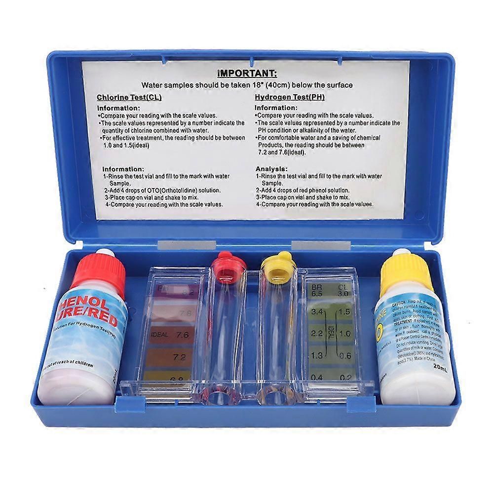 PH Chlorine Testing Kit Water Quality Test Box Accessories for Swimming Pool