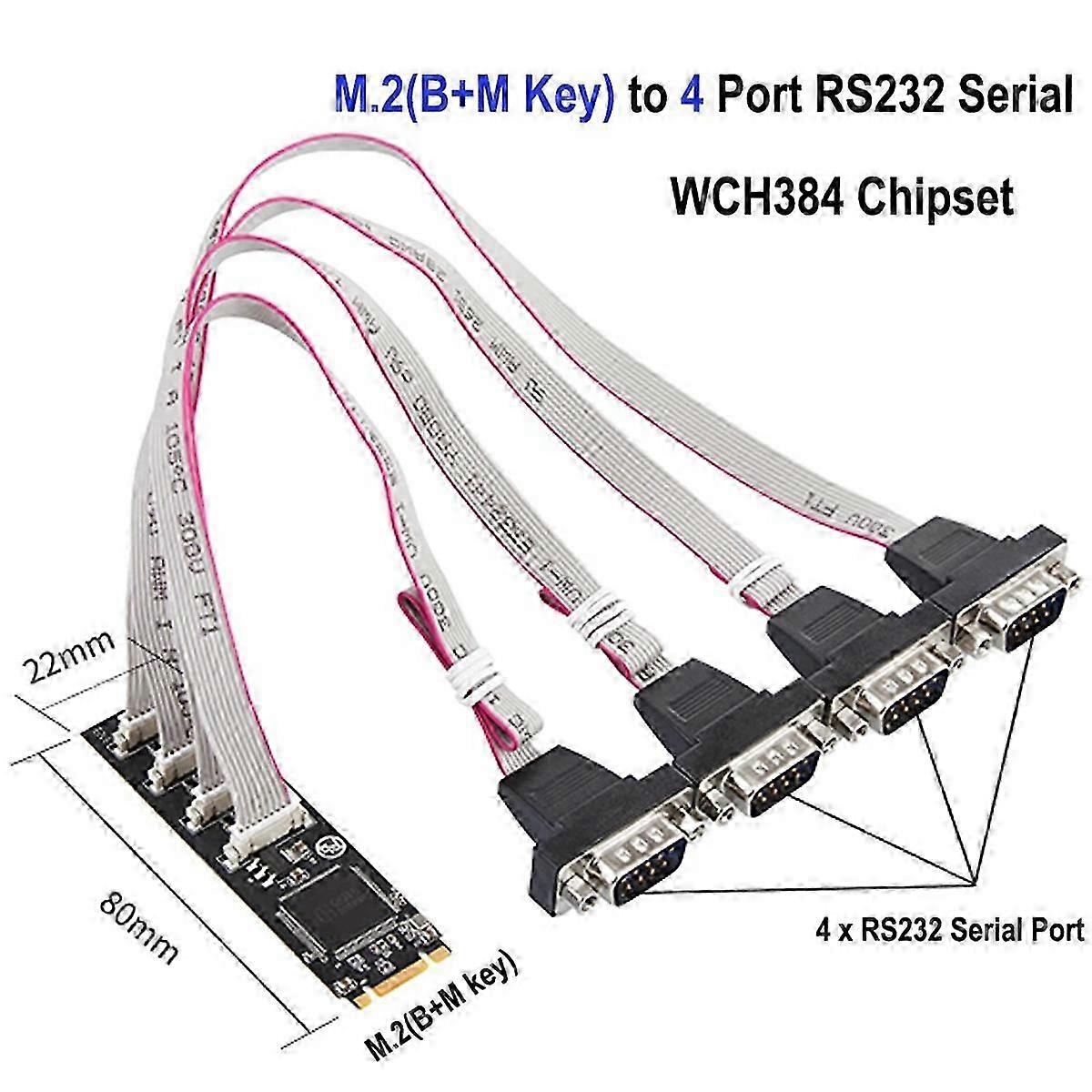 M.2 M+B Key to 4x RS232 Serial Adapter Card M.2 Expansion Card 4 Port