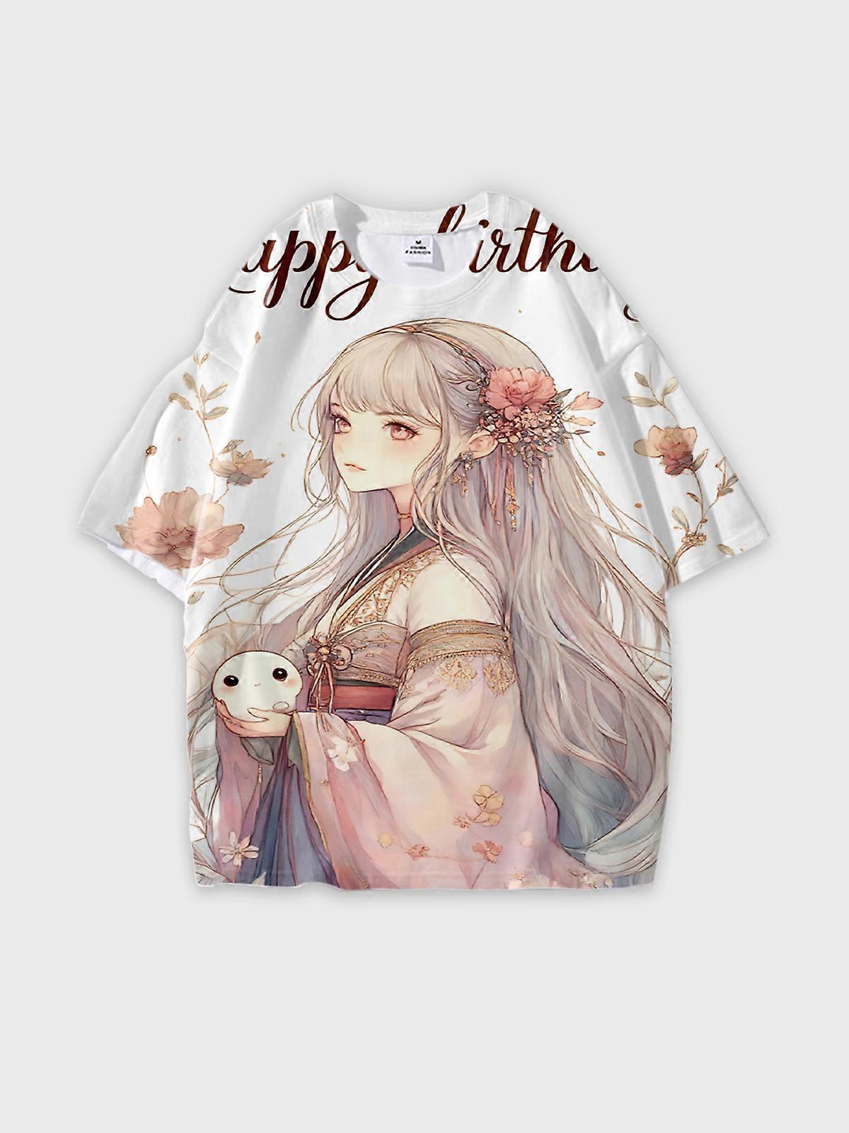 T-Shirt Short Sleeve Round Neck, Summer Casual Loose Graphic Tee, Unisex Pattern V2562
