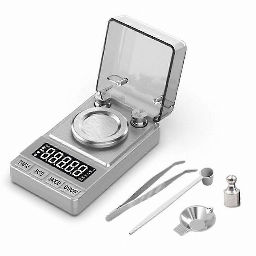 Portable Digital Scale for Jewelry and Gold Powder, 50g Capacity, 0.001g Precision, Includes Calibration Weights