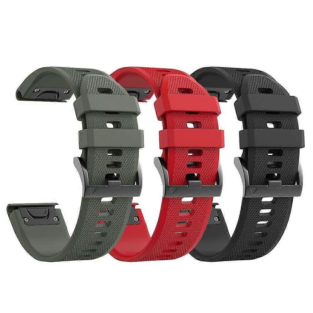 Fenix 5 Band 22mm Soft Silicone Strap for Garmin Fenix 5/5 Plus/6/7 and Forerunner 935/945 Red Black Army Green