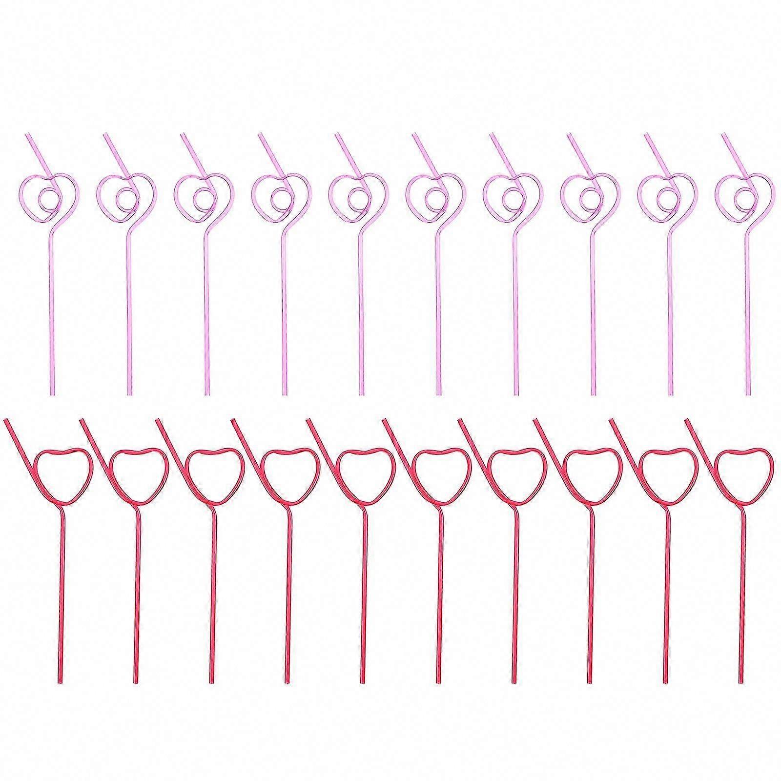 40 Pcs Heart Shaped Straws Reusable Flexible Cocktail Drinking Straws for Parties
