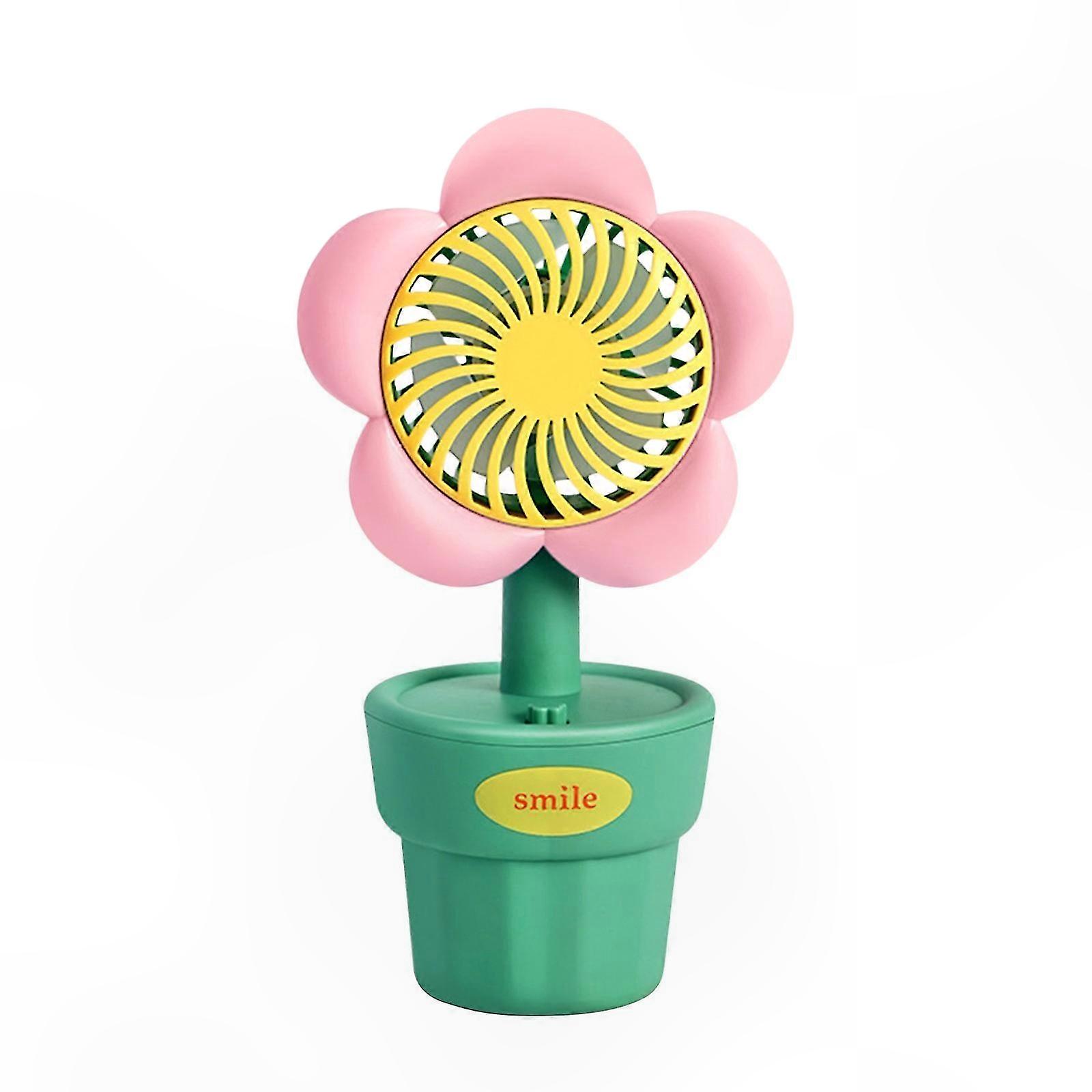Small USB Rechargeable Desk Fan for Office, Dorm, and Home Use with Floral Design
