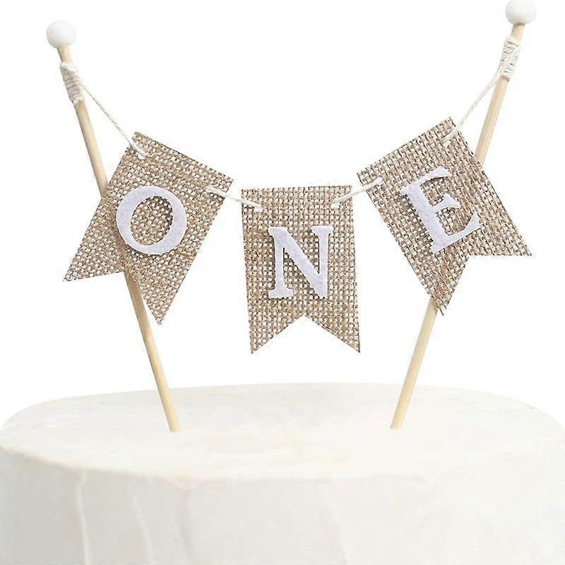 3pcs First Birthday Cake Banner: Miniature Bunting For 1st Birthday Party Decorations - Cake Topper - One Year Flag - Easy To Install And Reuse