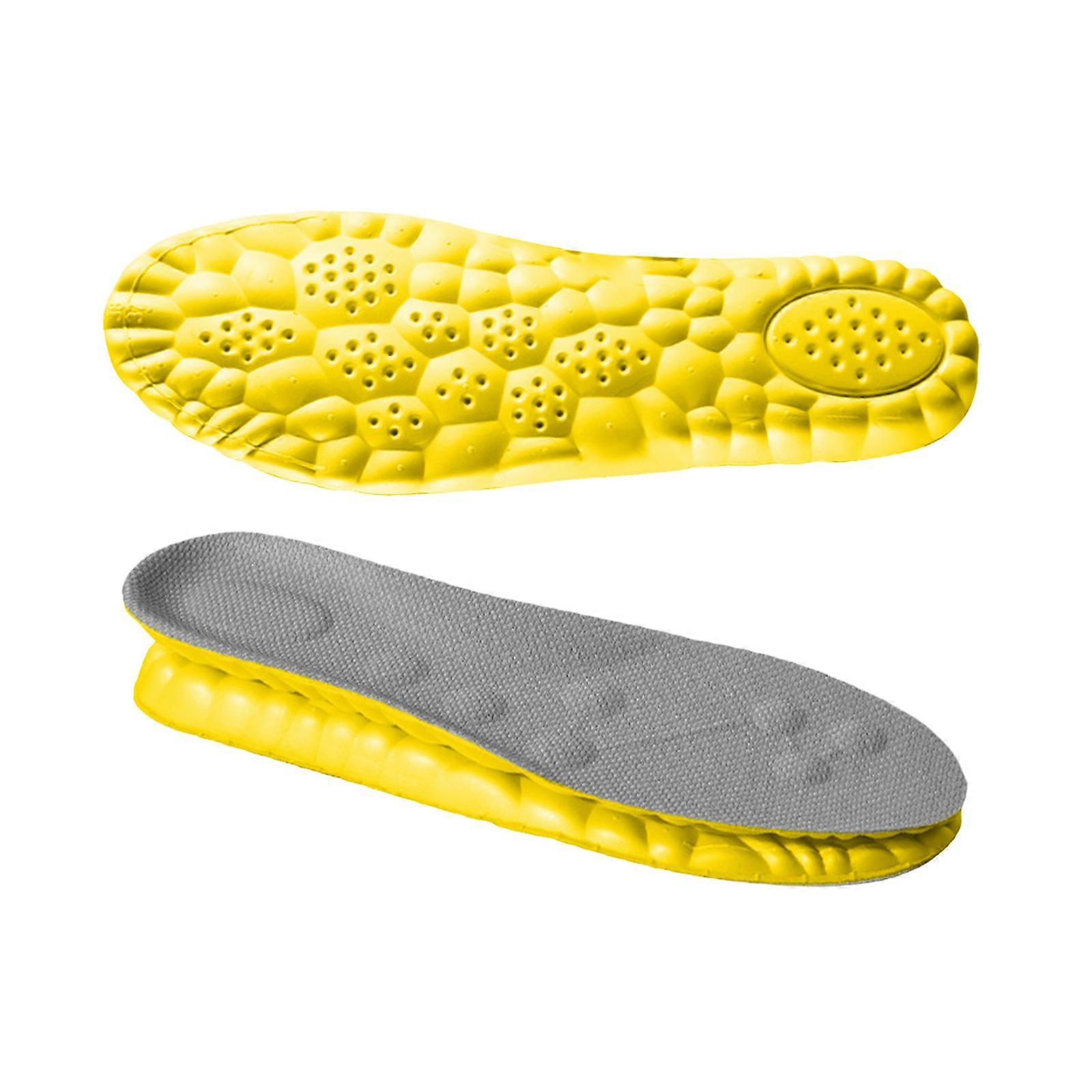 Cushioned Insoles With Shock Absorbing 4D Cloud Like Breathable Foot Support Memory Foam Shoe Inserts for Men and Women Yellowgray