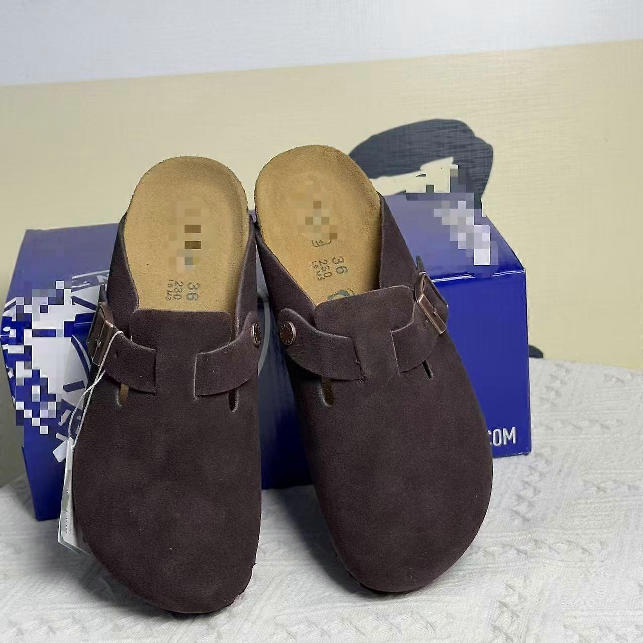 ألماني جلد طبيعي Birkenstock نسائي اصبع القدم قبعة نصف النعال ملابس خارجية جلد طبيعي الفلين Boken صنادل مسطحة سهلة الارتداء Lofter