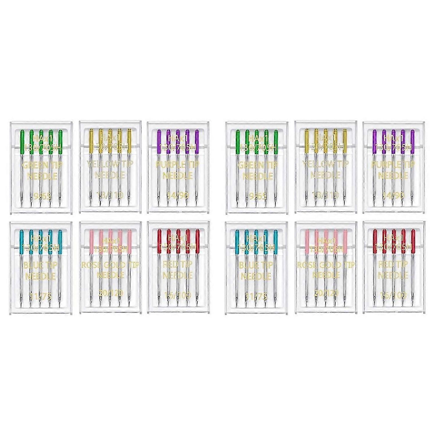 6 Sizes Sewing Machine Needles Regular Point Flat Shank Needle 60PCS