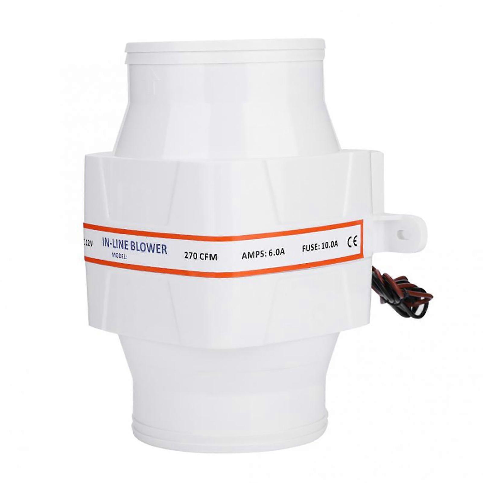 4In In Line Marine Bilge Air Blower Mute Strong Ventilation Fan for Yacht Caravan