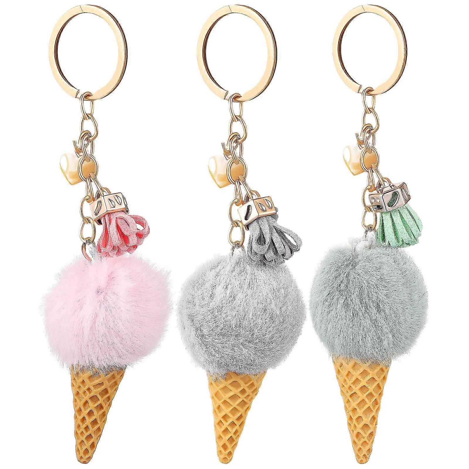Ice Cream Keychain Plush Ornament for Bag Hanging 9Pcs Set