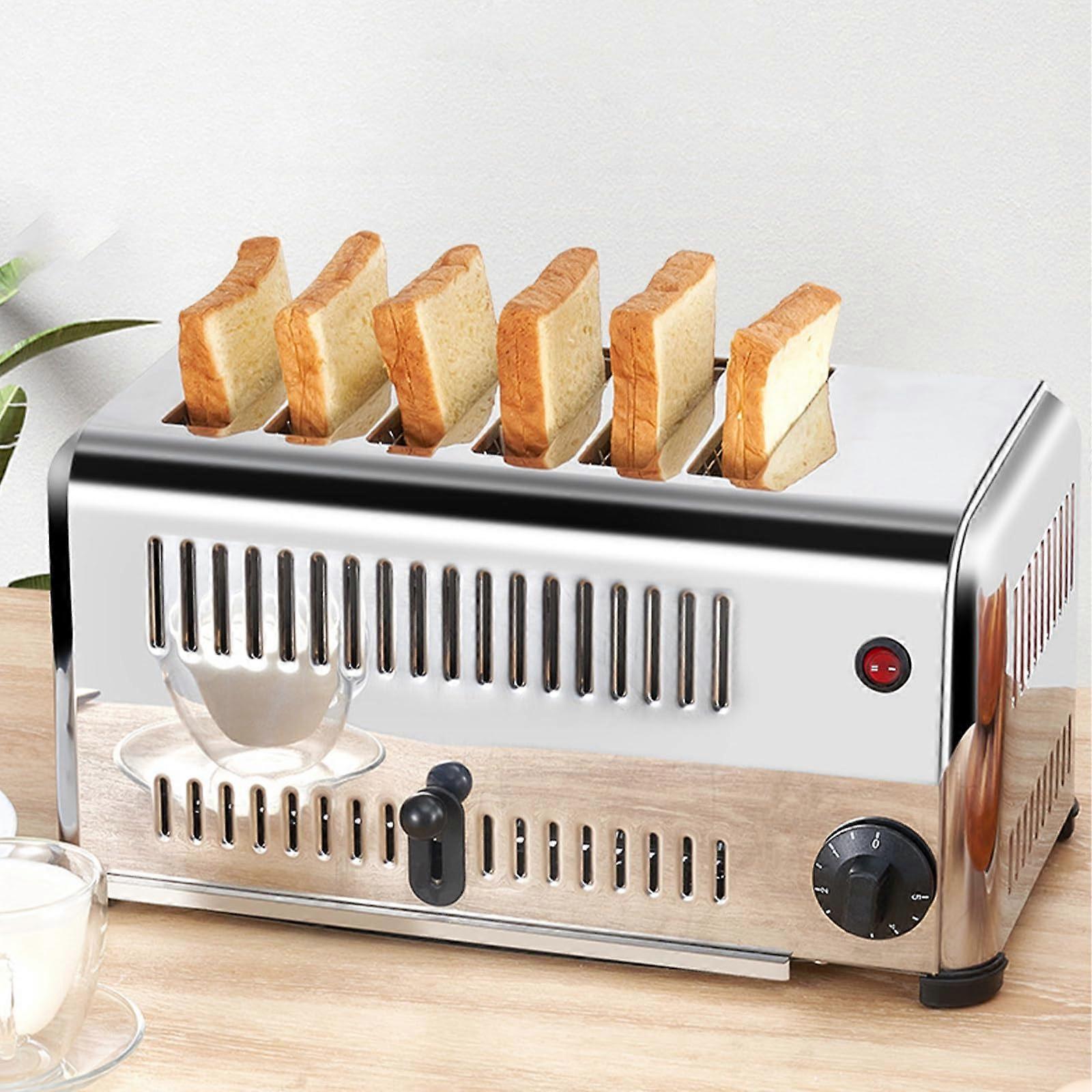 6 Slice Toaster With Wide Slots For Bagels And Bread Metal Breakfast Toaster For Restaurant And Home