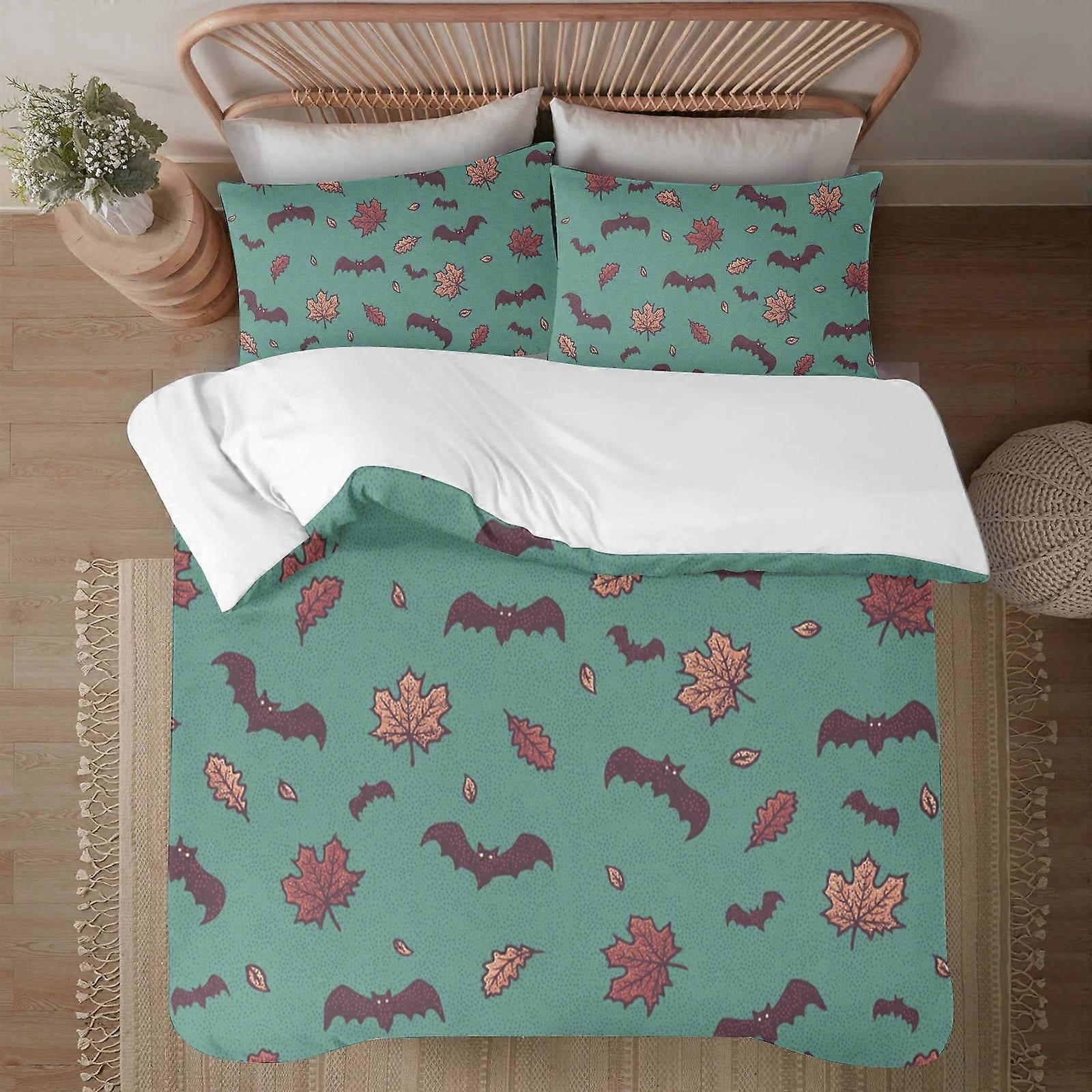 Halloween Quilt Set - 3PC Comforter Set with Pillow Shams, Soft Bedding for Bedroom Holiday Decor, Multi-Size Compatible with All Seasons