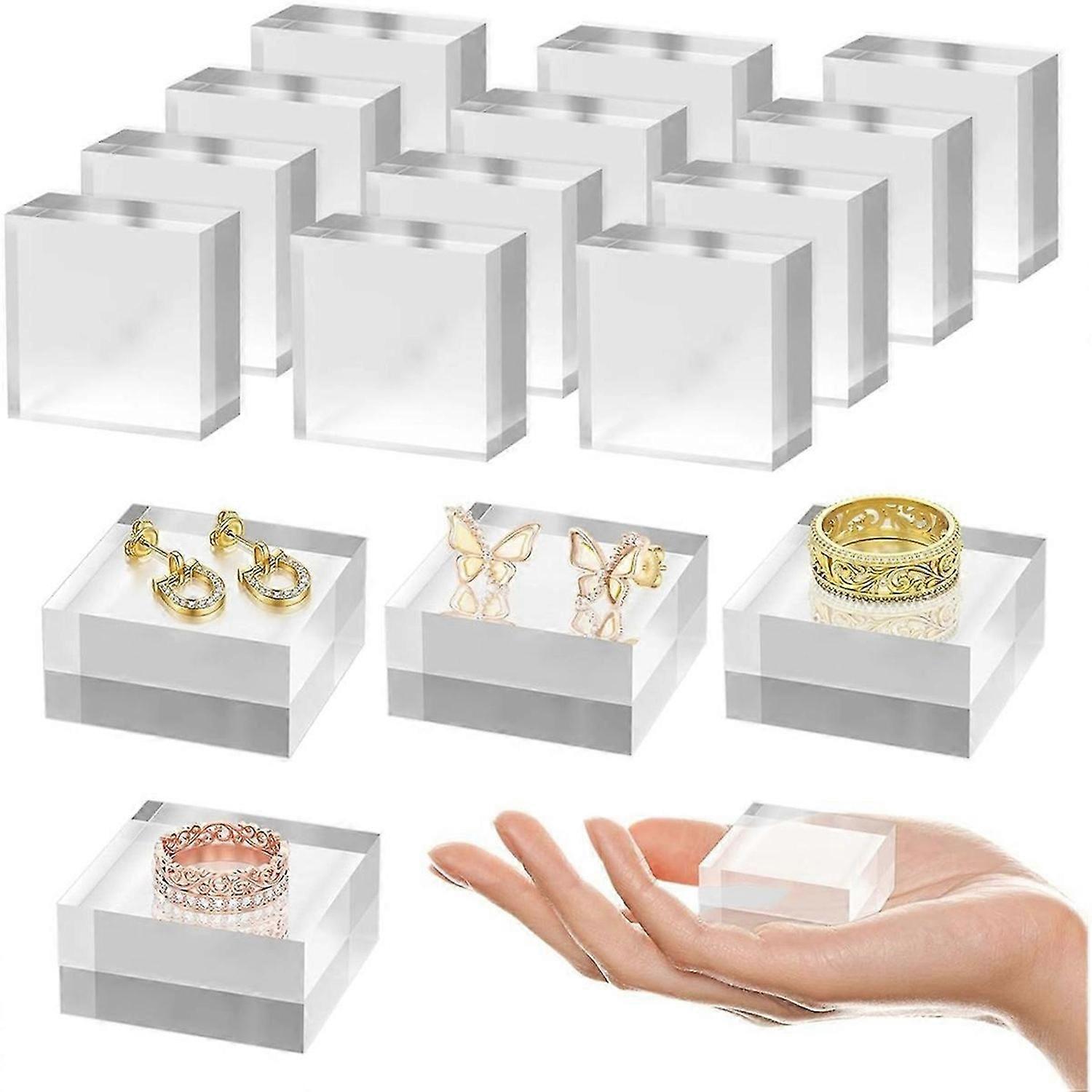 Acrylic Base 16PCS Acrylic Blocks for Display 2x2x1 Inch Square Riser Display Stands Trophy for Trop