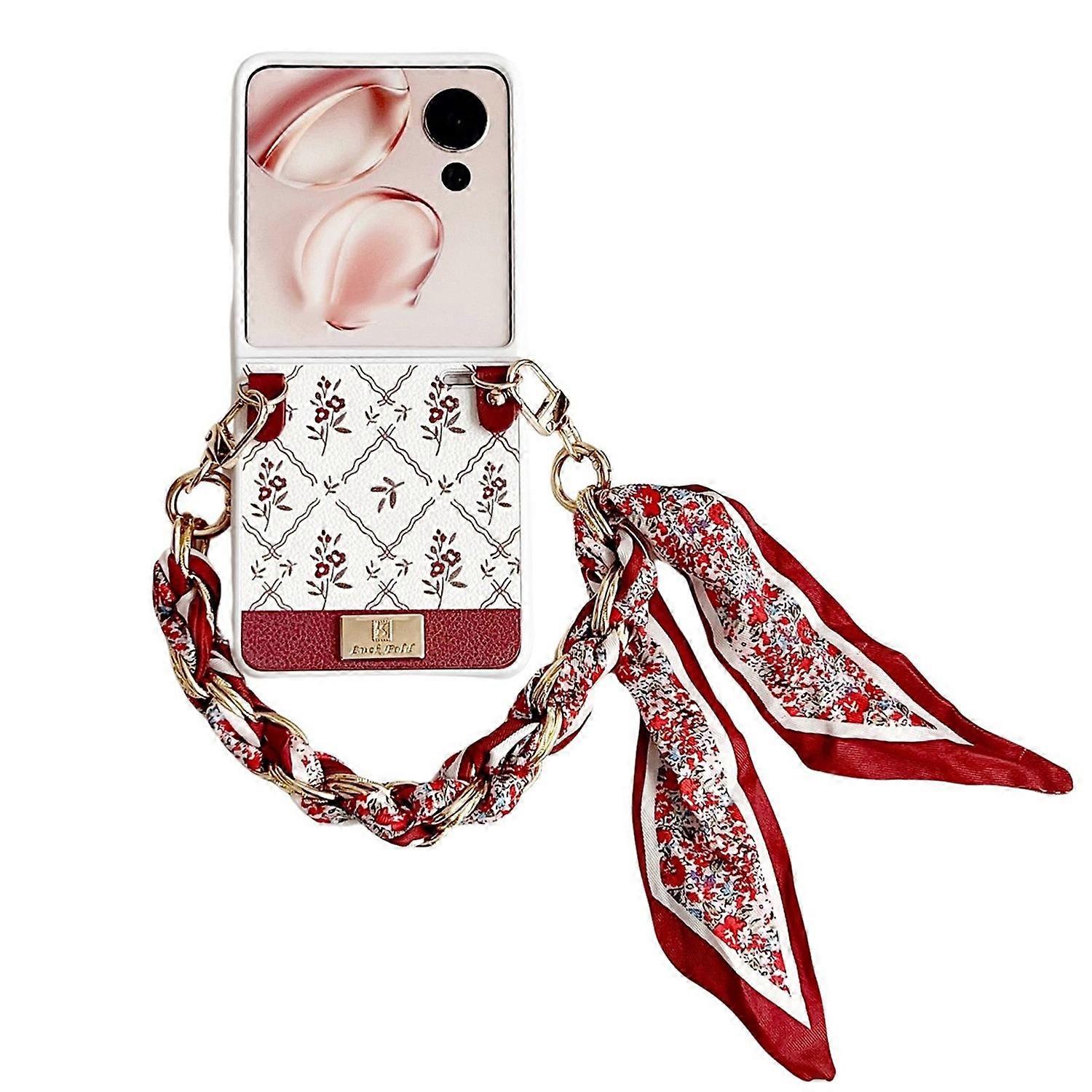 Luck Flower Pattern Strap Case For Honor Magic V Flip