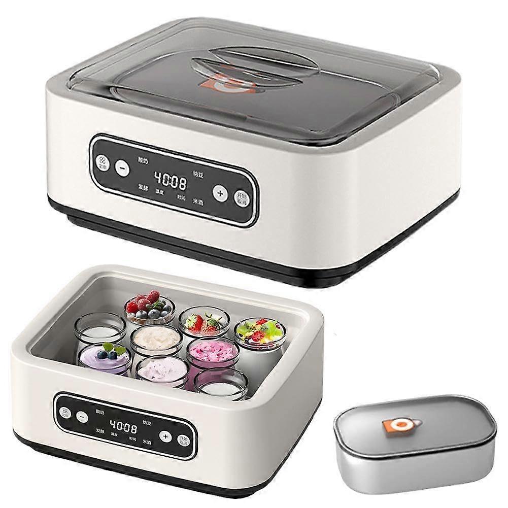 Yogurt Maker 1.6L 304 Stainless Steel Inner Pot 9 Jars 4In1 PTC Timer Yogurt Natto Rice Wine Fermentation Square 9 Cups