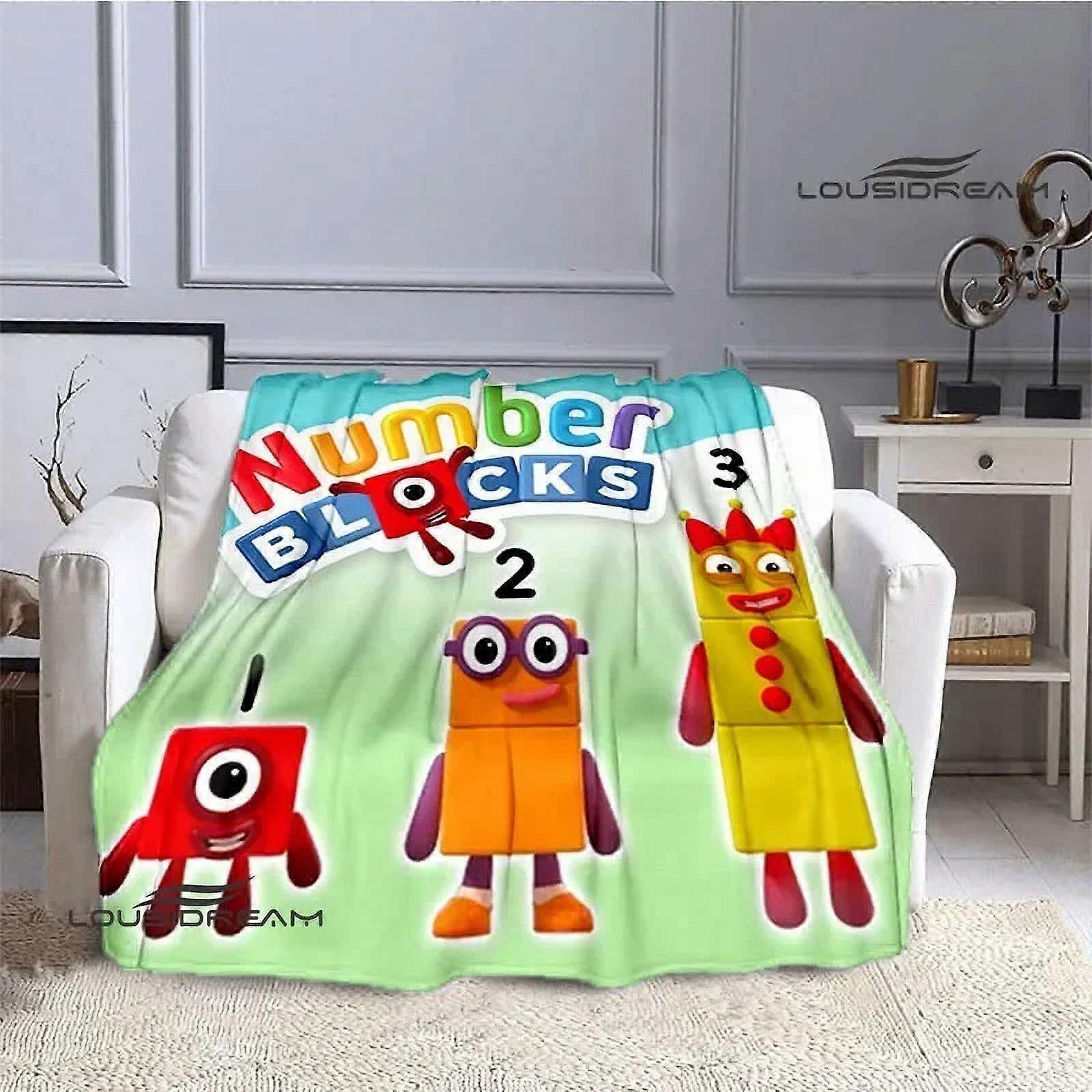 n107 N-Number-Blocks kreslený Tištěná deka Flanel Teplé přikrývky Měkká a pohodlná přikrývka povlečení cubre cama Dárek k narozeninám ju107