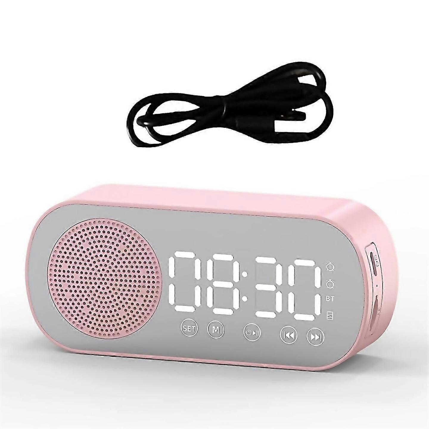 For Wireless Bluetooth Speaker Clock Radio Dual Alarm For Home Pink