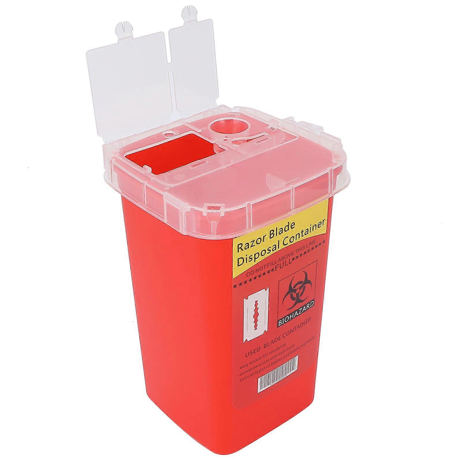 Razor Blades Disposal Case Plastic Waste Blade Syringe Needles Trash Storage BoxRed