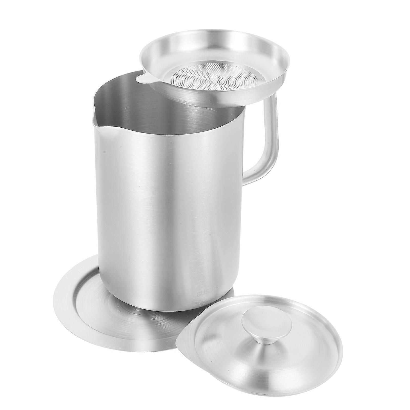 Stainless Steel Oil Pot Practical Oil Container for Home and Restaurant Kitchens 1500ml 1Pack