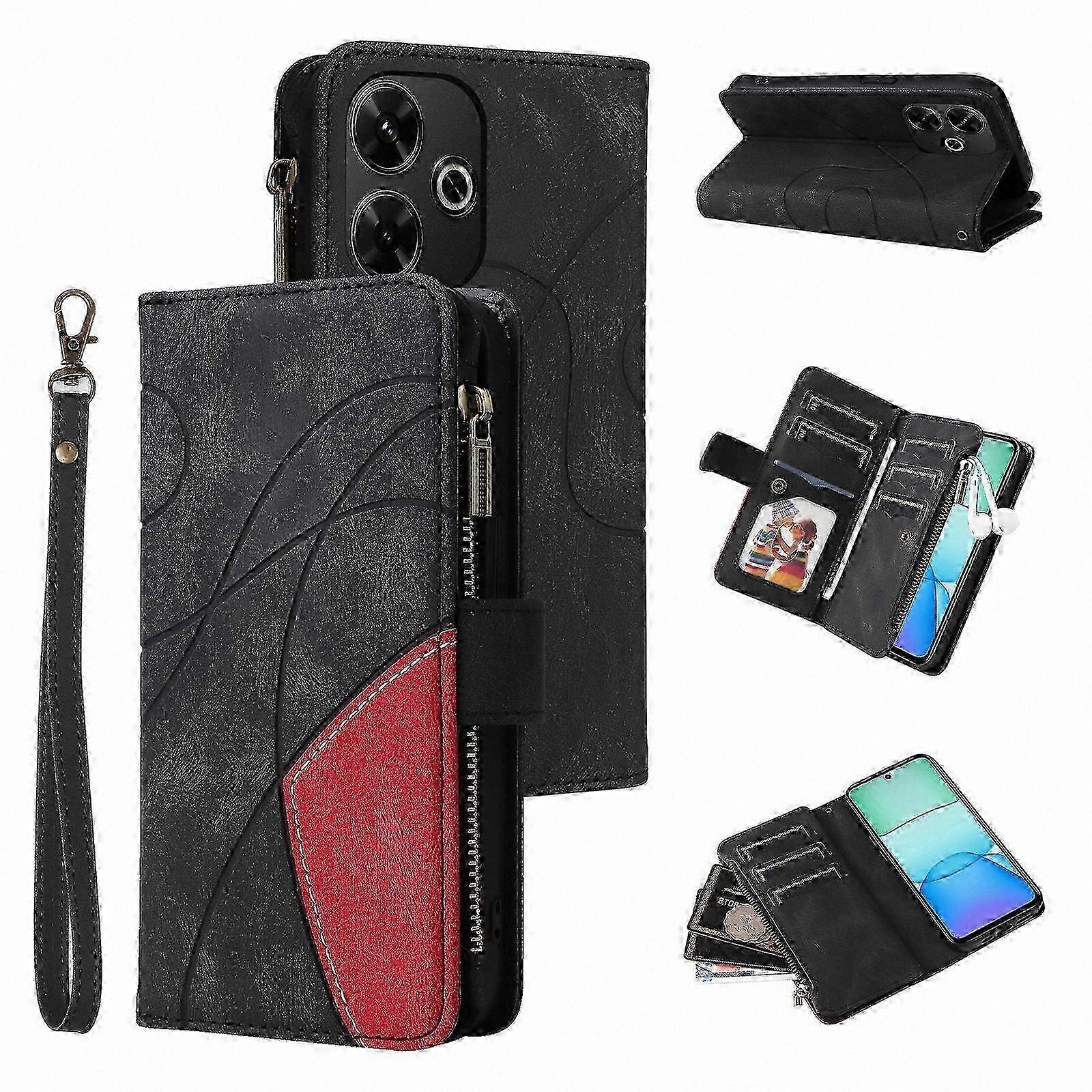 Leather Phone Case with Zipper Wallet and 9 Card Slots for Android Devices