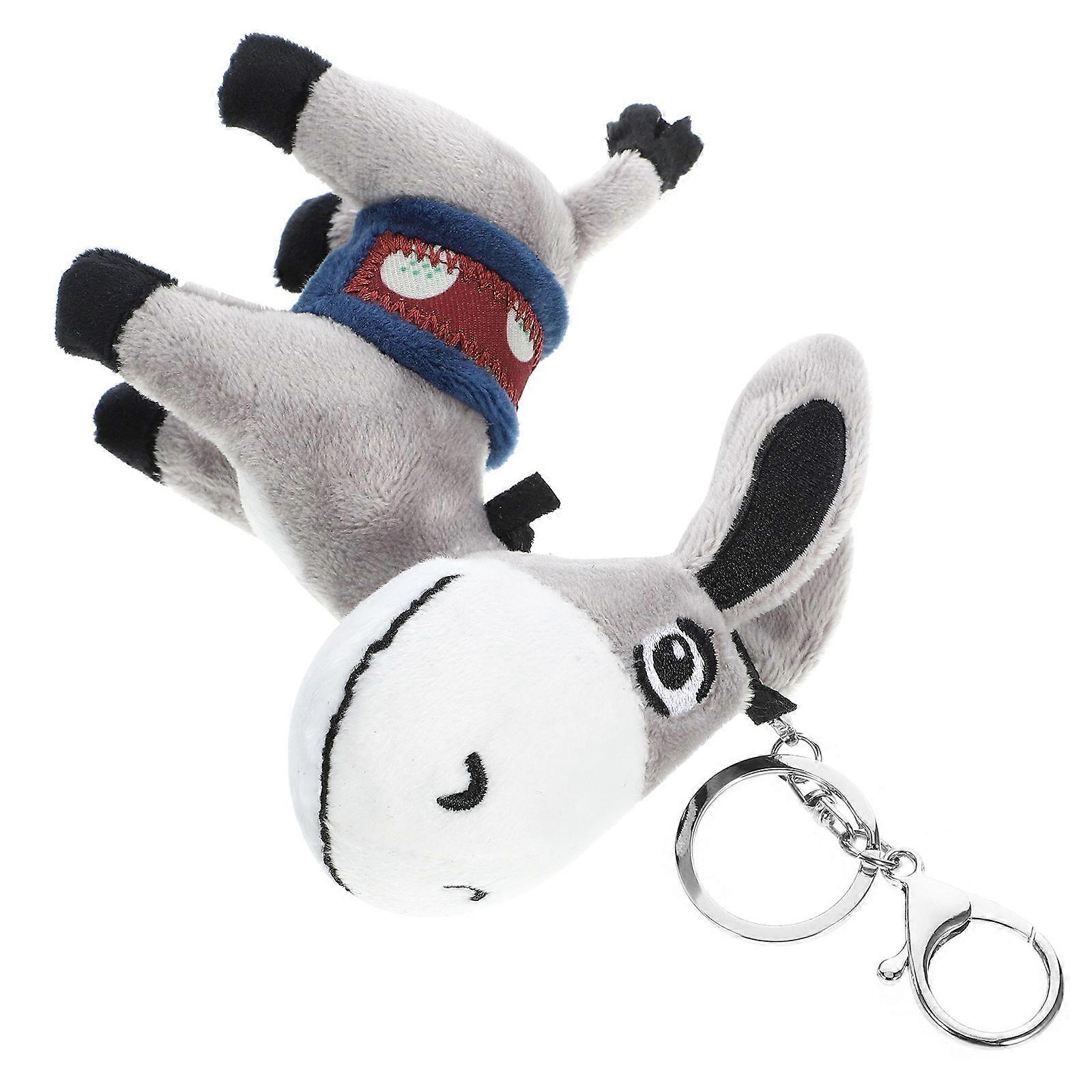 Plush Donkey Keychain for Decor in 4Pcs Grey Stuffed Donkey Plush Pendant