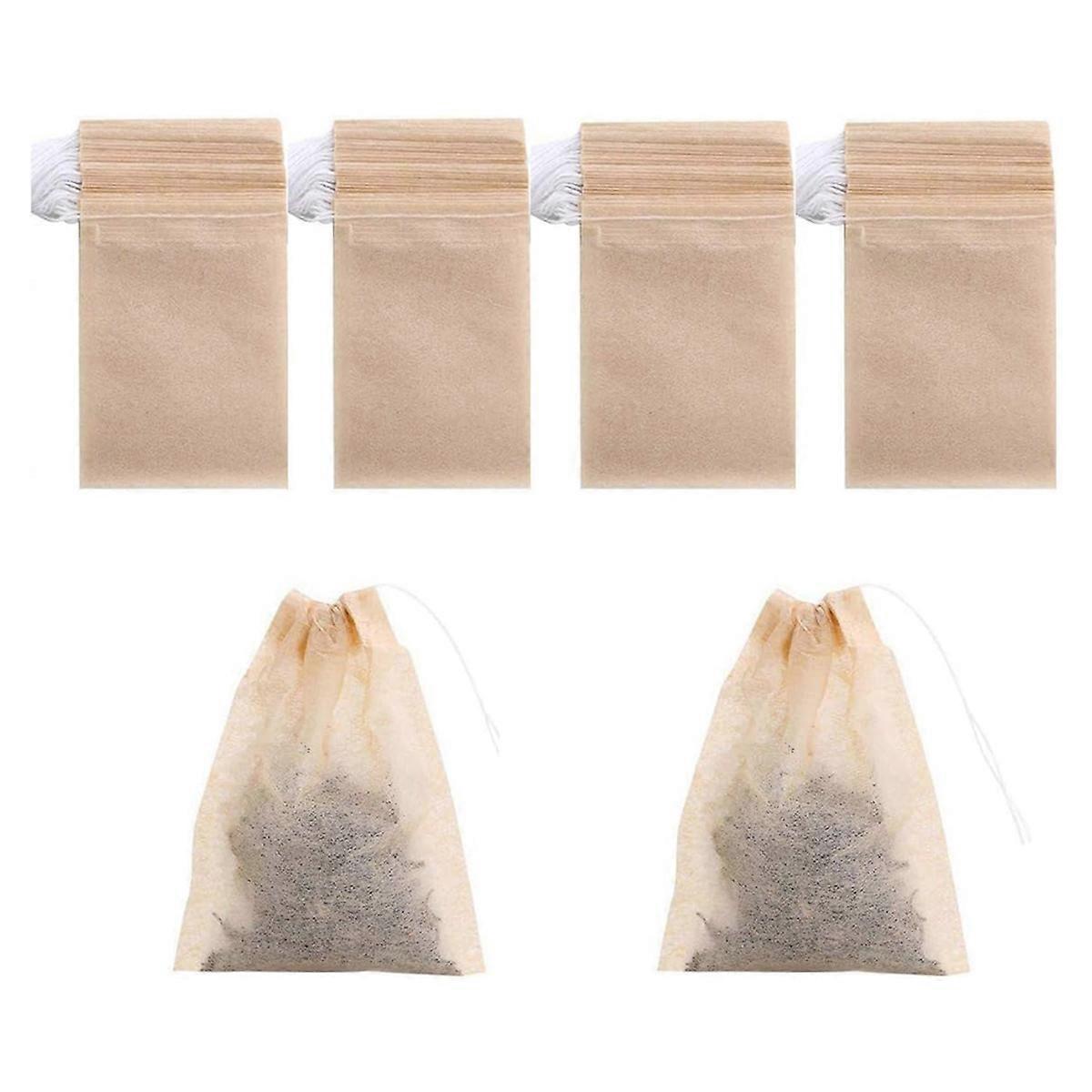 400 Pack   Drawstring Tea Filter Bags Safe Unbleached Paper Tea Infuser Drawstring Empty Bag for Loose Leaf Tea