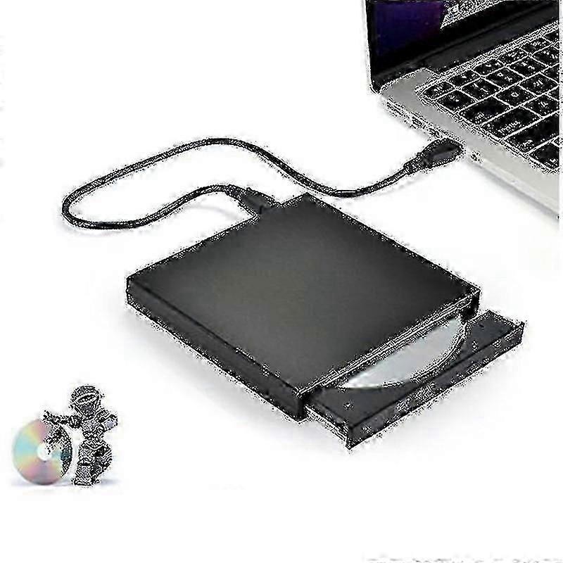 USB 2.0 External CD/DVD Player - Compact & Portable Disc Drive for Laptops & PCs