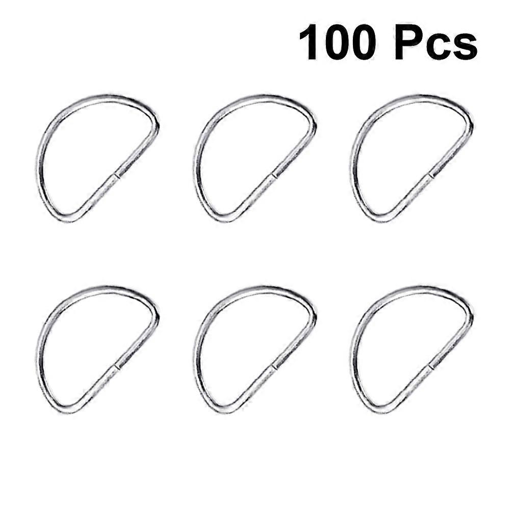 Semi-Circular D Ring Metal Strap D Buckle for Craft Use 100Pcs Silver