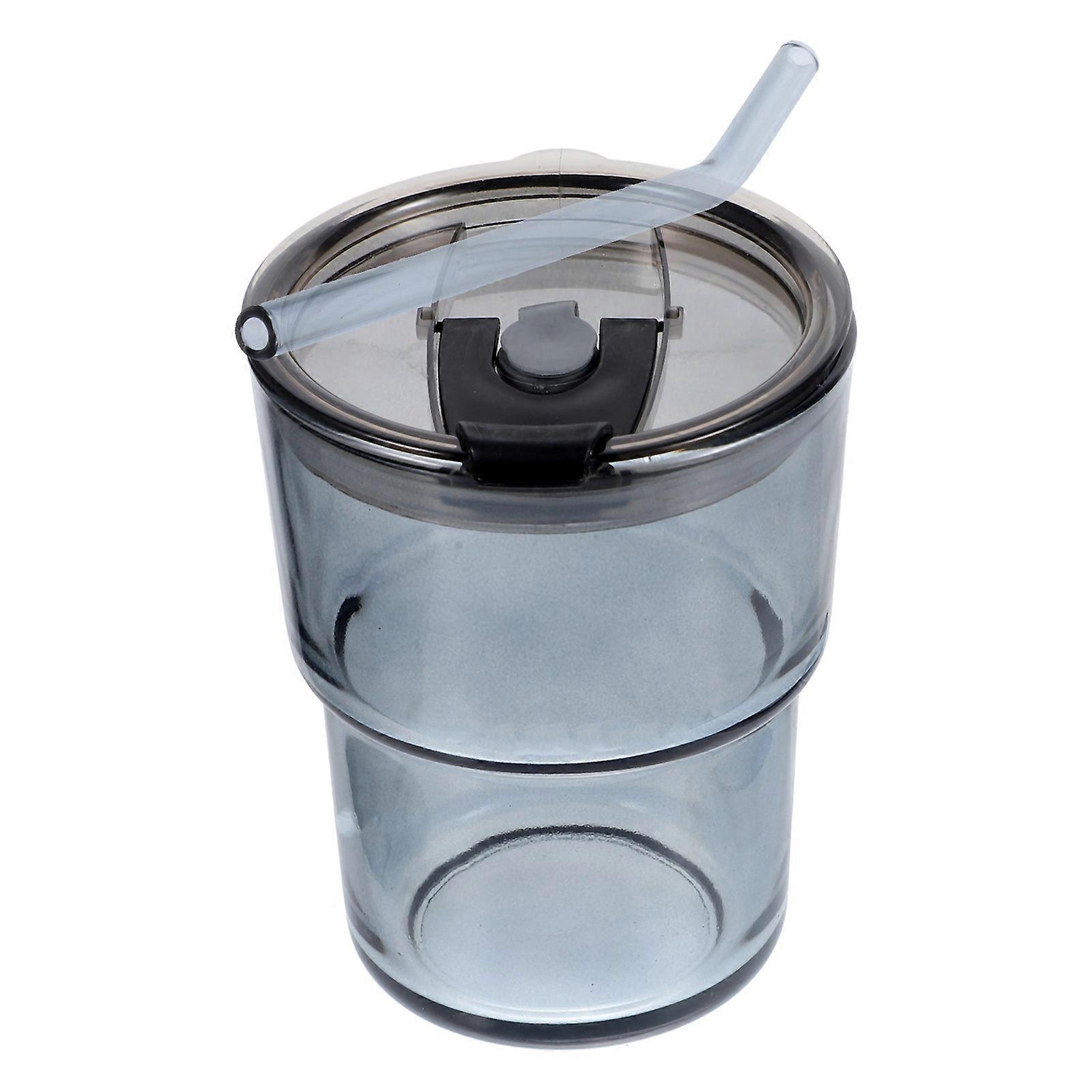 Iced Coffee Glass Tumbler 2Pcs For Daily Use Grey Drinking Convenience Flat-Bottomed Design