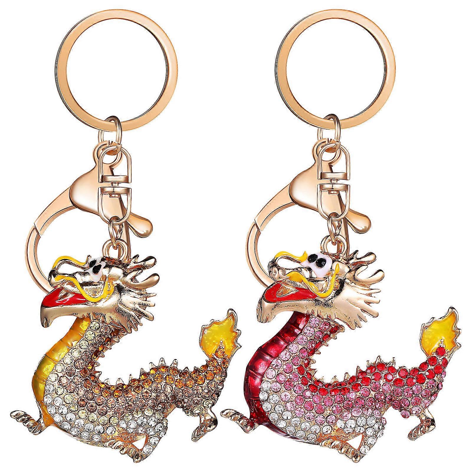 Zodiac Keychain Dragon Keychain for Decoration 4Pcs Collection