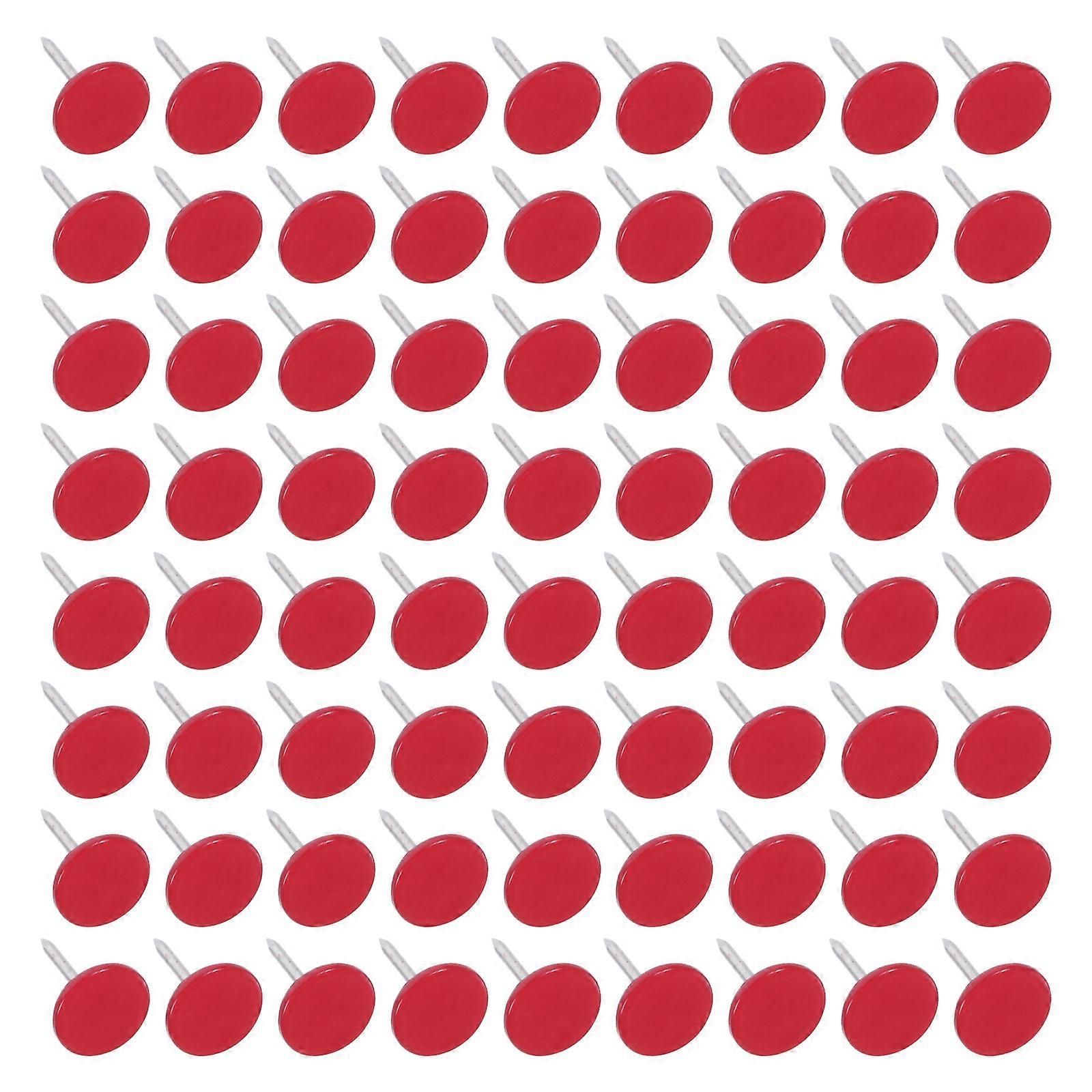 Flat Rounded Thumb Tacks Red for General Notice 400Pcs