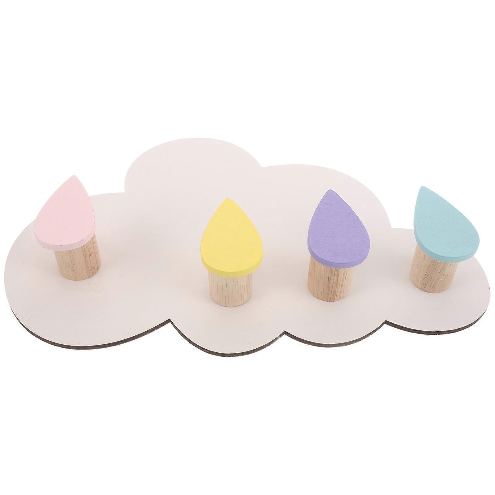5Pcs Cloud Shape Wood Hooks for Coats Solid Wood Wall Mounted Hooks