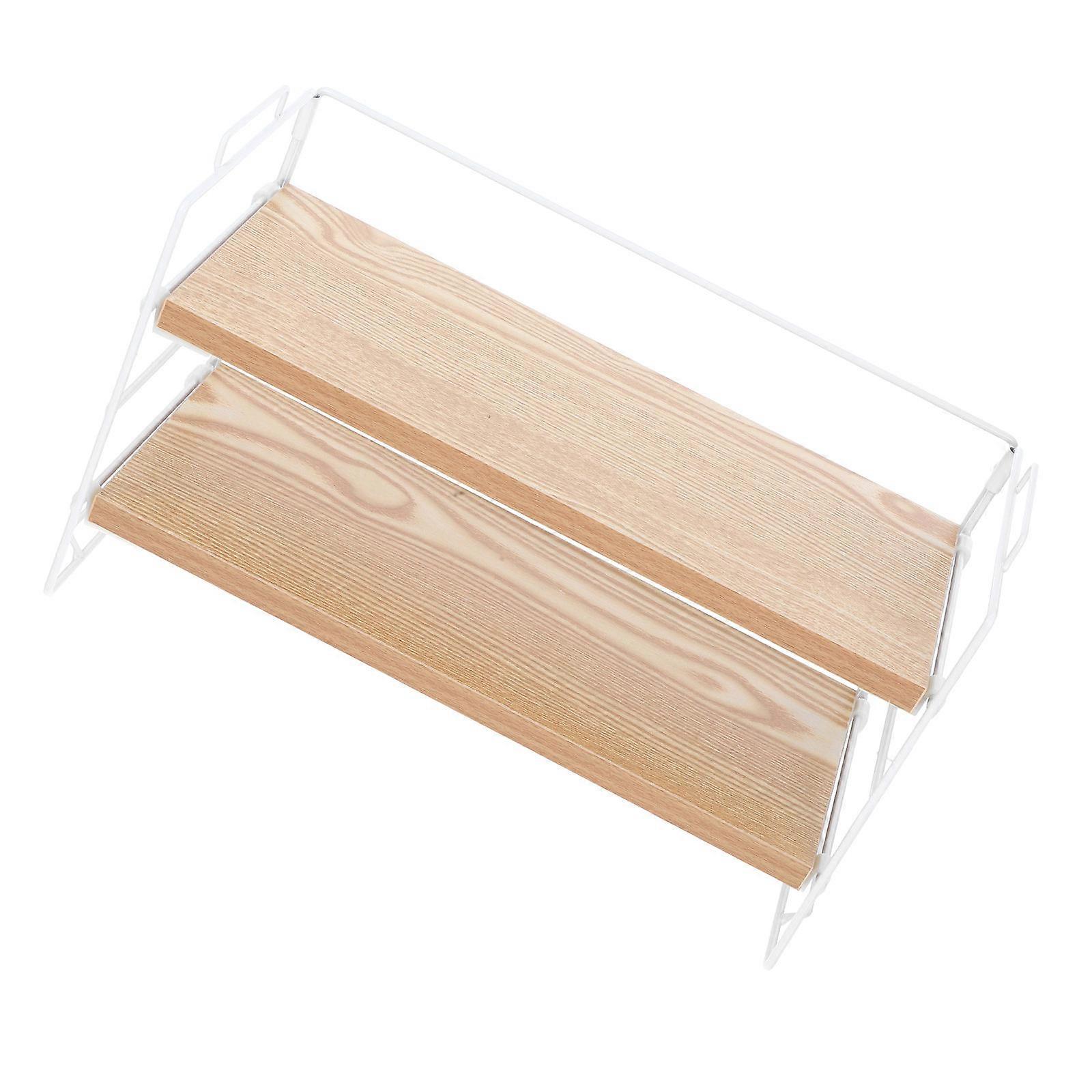 Double Layer Desk Bookshelf for Storage 2-Tier Multipurpose Office Storage Rack