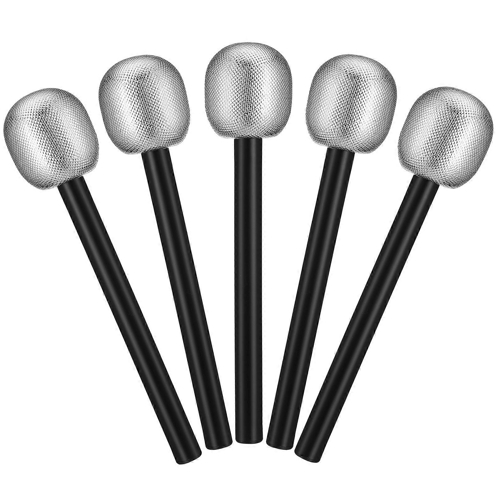 Halloween Simulation Microphone Kids Toys for Party Props 18Pcs Silver