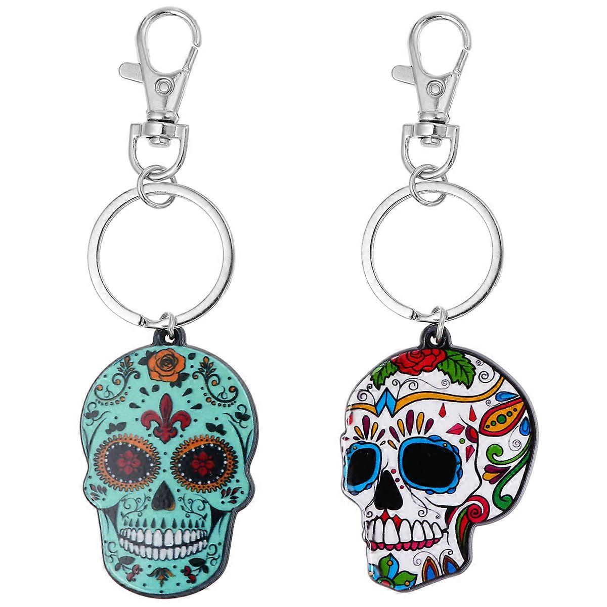 Keychains Skull Hanging Pendant Everyday Use Metal Keyring 2Pcs