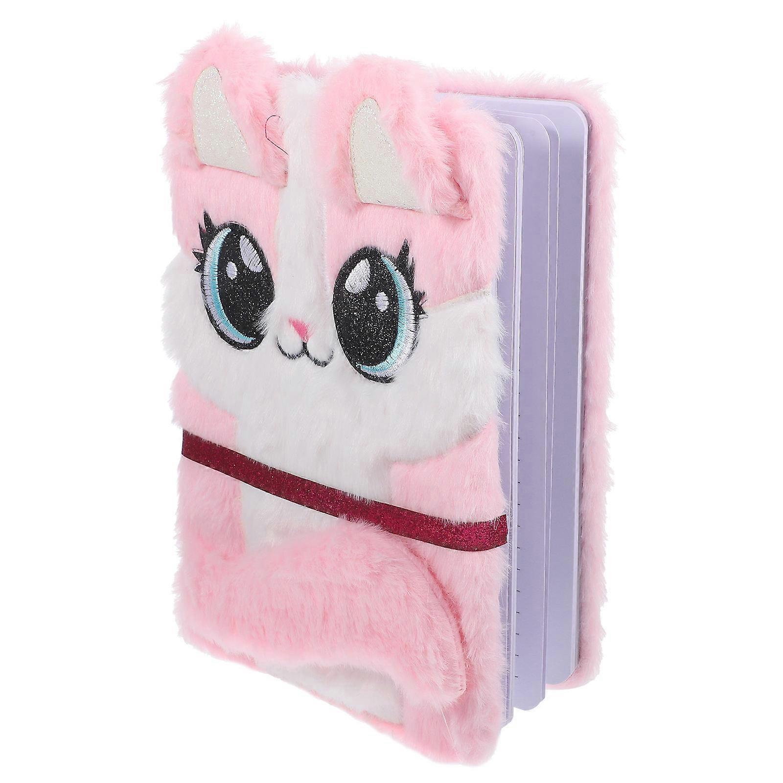 Cute Fluffy Notebook Fox Pattern for Taking Notes with Plush Cover