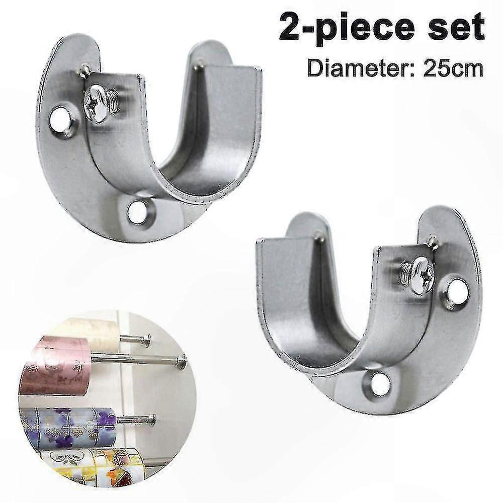 2-Pack Heavy Duty Closet Pole Sockets, U-Shaped Rod End Supports with Screws for Wardrobe and Shower Curtain Brackets