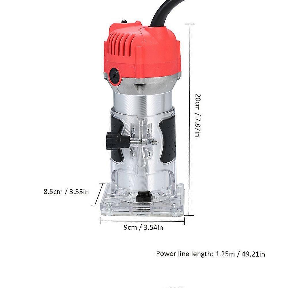 220V 800W Trim Router 30000r/min with Transparent Base Edge Guide Wood Laminate Electric Trimmer Compact Palm Router Corded for Woodworking Trimming S