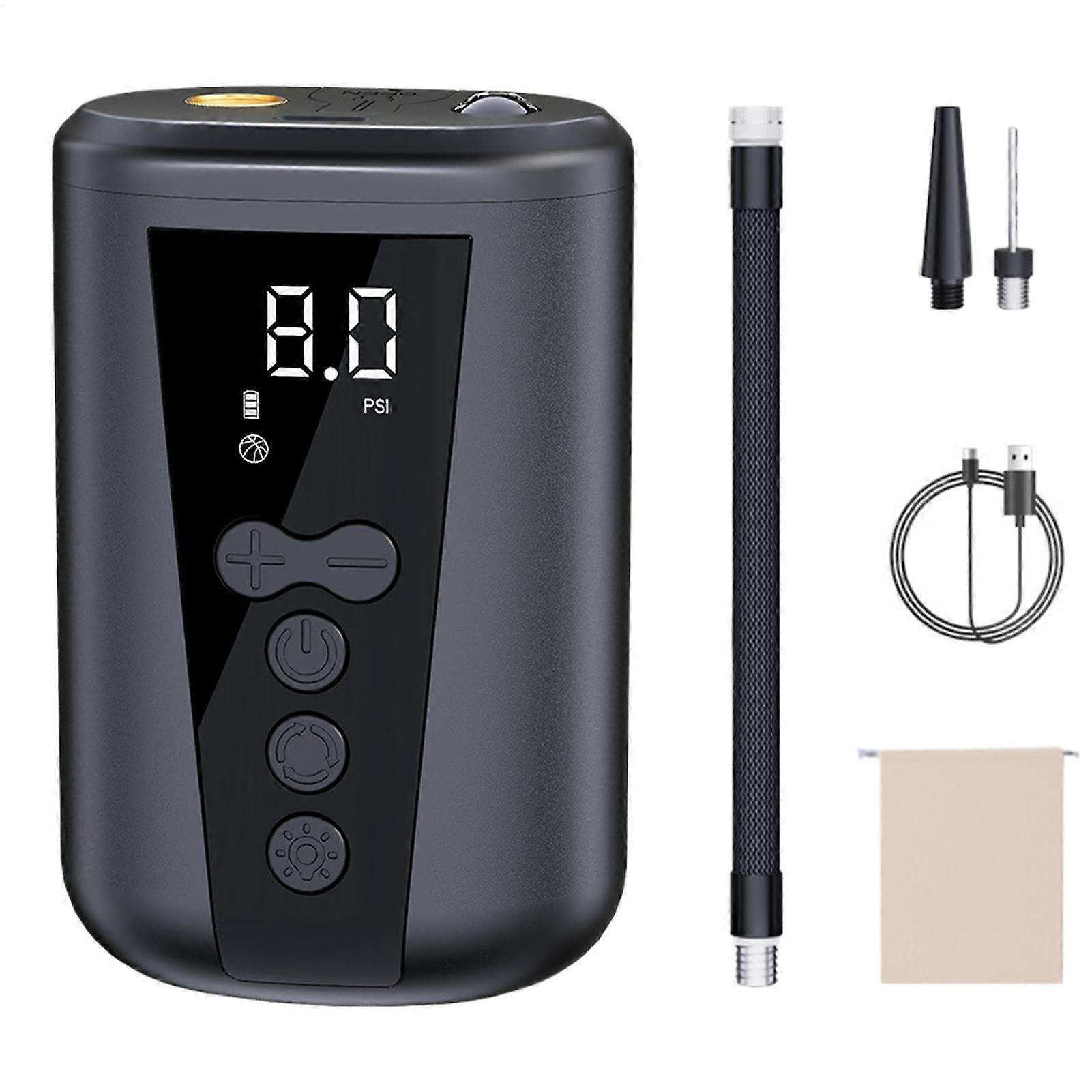 Electric Air Ball Pump Automatic Digital Pump With LED For Basketball And Football Includes 2 Needles And Storage Bag