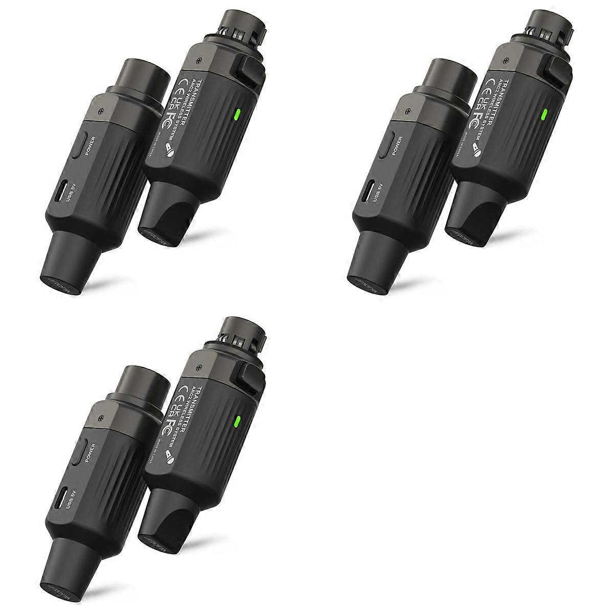 3X AROMA ARC2 Wireless Microphone System XLR Microphone Transmitter Receiver for Dynamic/Harmonic Mi