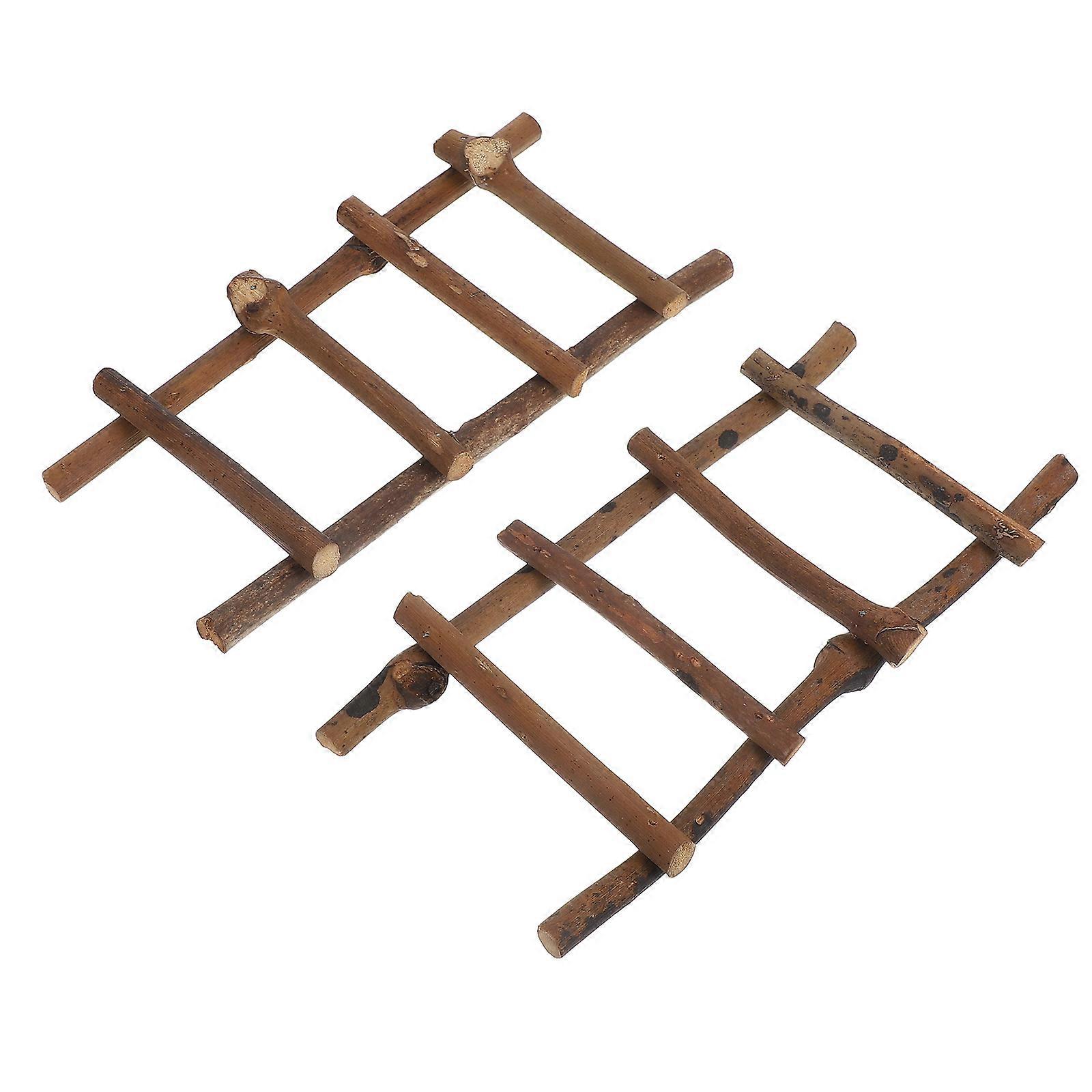 Miniature Rattan Ladder for Decoration 8Pcs Coffee Color Dollhouse Ladder