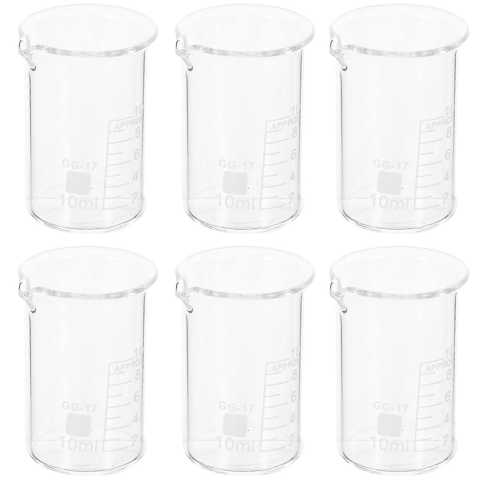 6Pcs Glass Beakers Kitchen Tools Heat Resistant For Students Transparent With Accurate Measurement Design