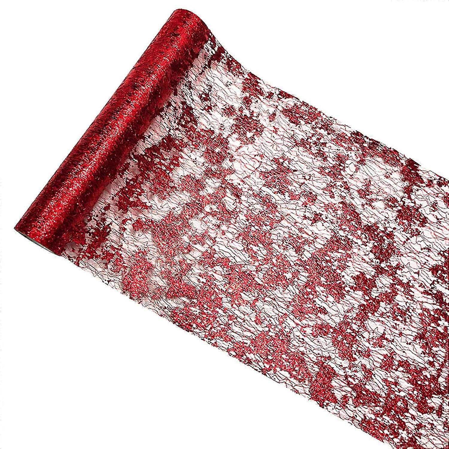 Sequin Table Runner, Sparkling Glitter Metallic Foil Thin Mesh Roll for Christmas Halloween Wedding Party Decoration