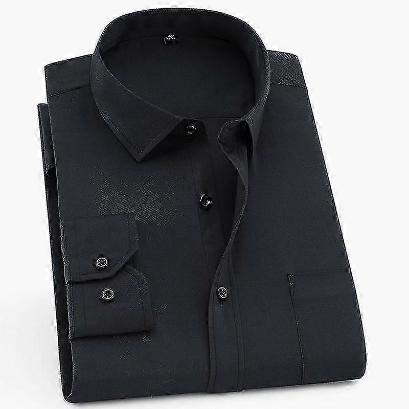 Klassisches langärmeliges formelles Business-Twill-Hemd mit Standard-Passform für Herren