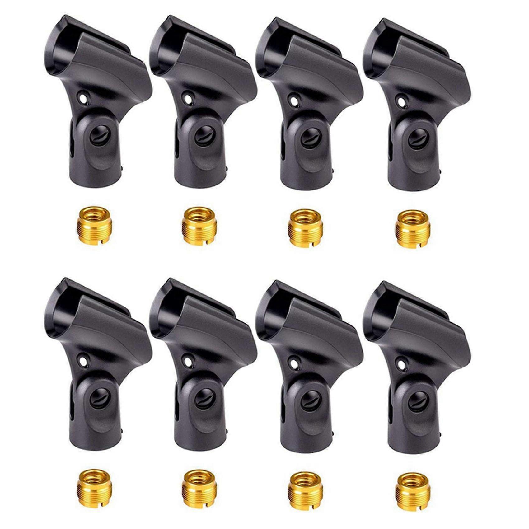 Microphone Clip Holder 8Piece Universal Set With 5/8 Inch Male To 3/8 Inch Female Nut Adapters