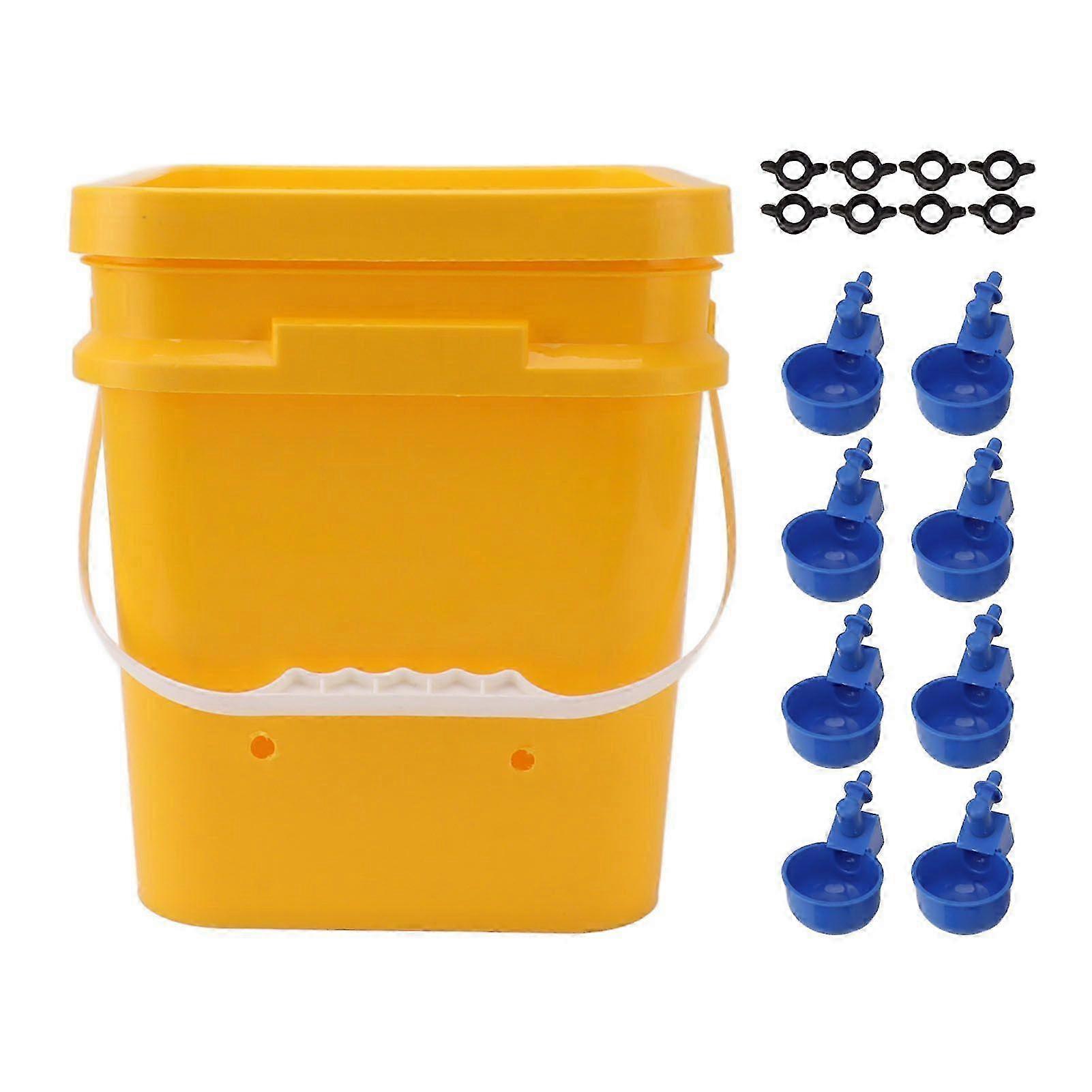 Automatic Chicken Waterer Cup with 12L Handheld Barrel Poultry Drinking Equipemnt for Goose Duck Bucket +   Blue Bird Bowl + Black Screws
