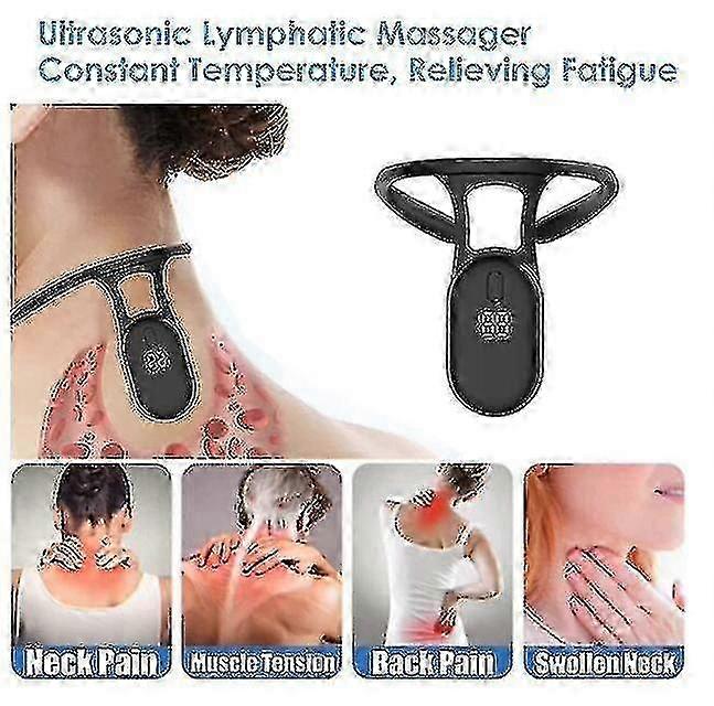 2pcsリンパマッサージャー、超音波ポータブルリンパスージングボディシェイピングネックインストゥルメント、座位姿勢矯正ベルトネックリンパリリーフMa